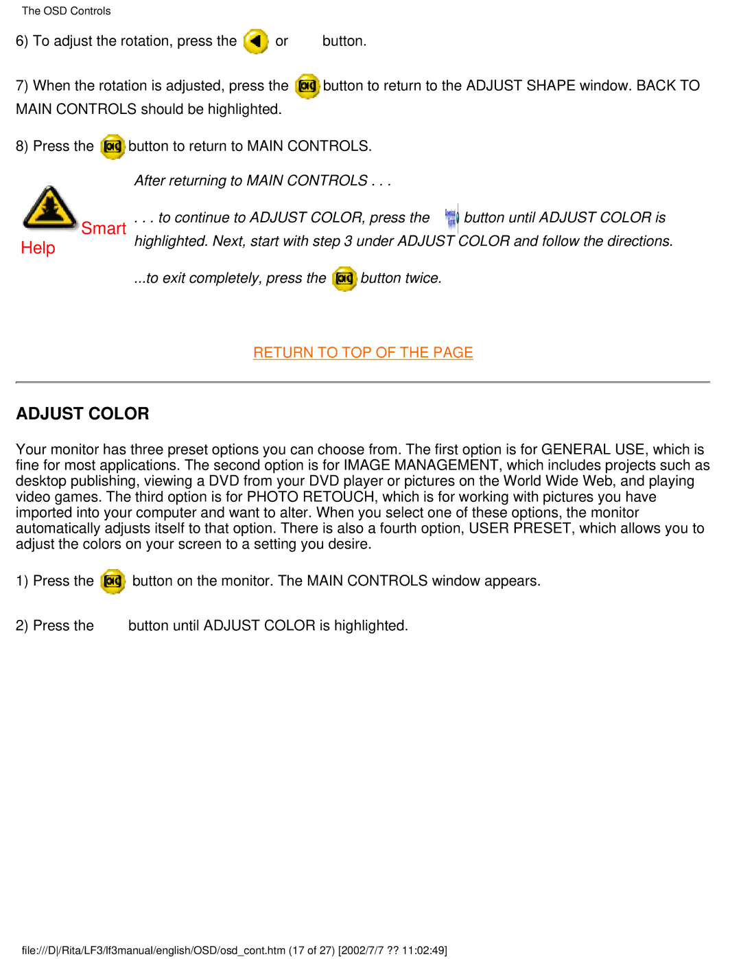 Philips 107B user manual Adjust Color 