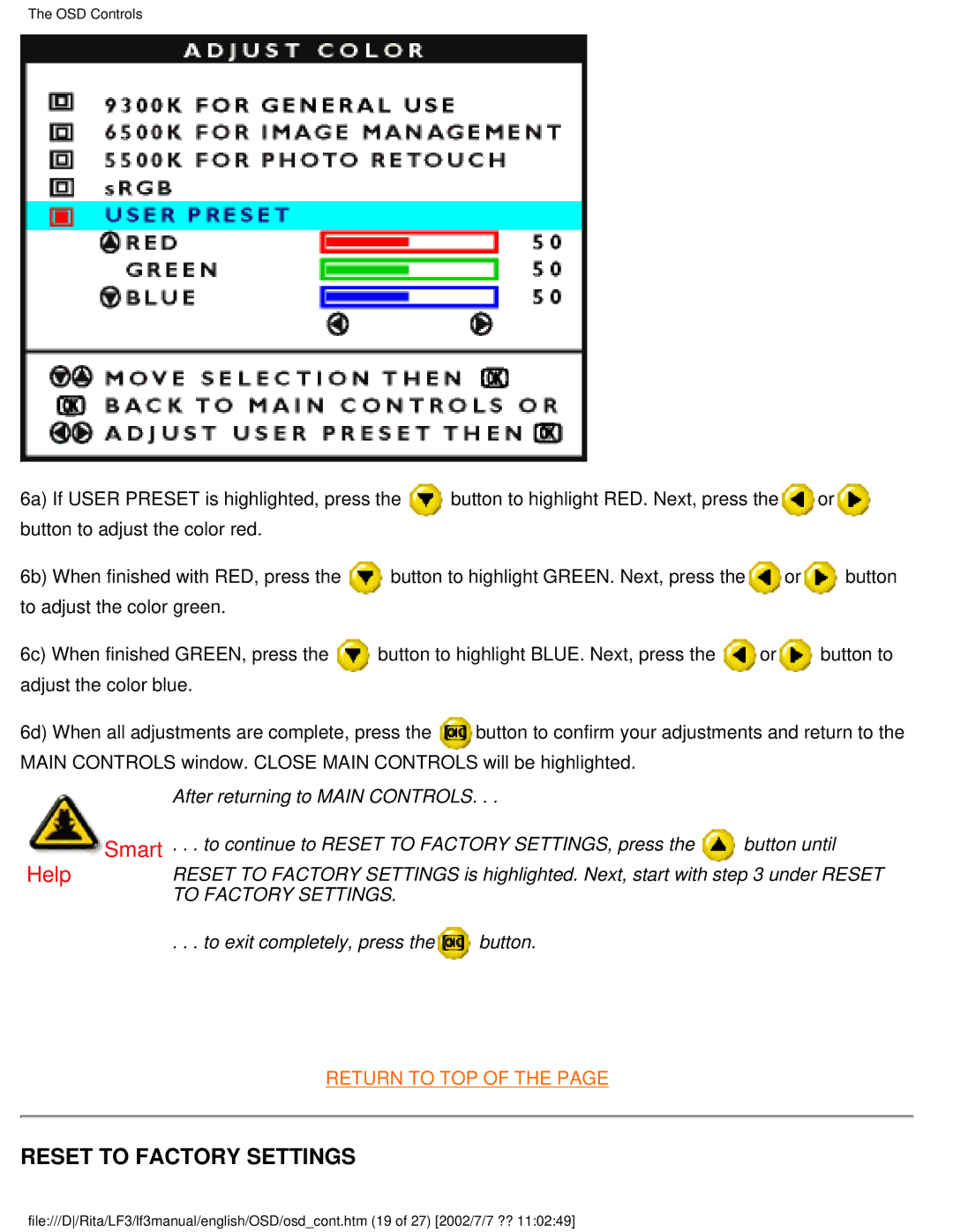 Philips 107B user manual Reset to Factory Settings 