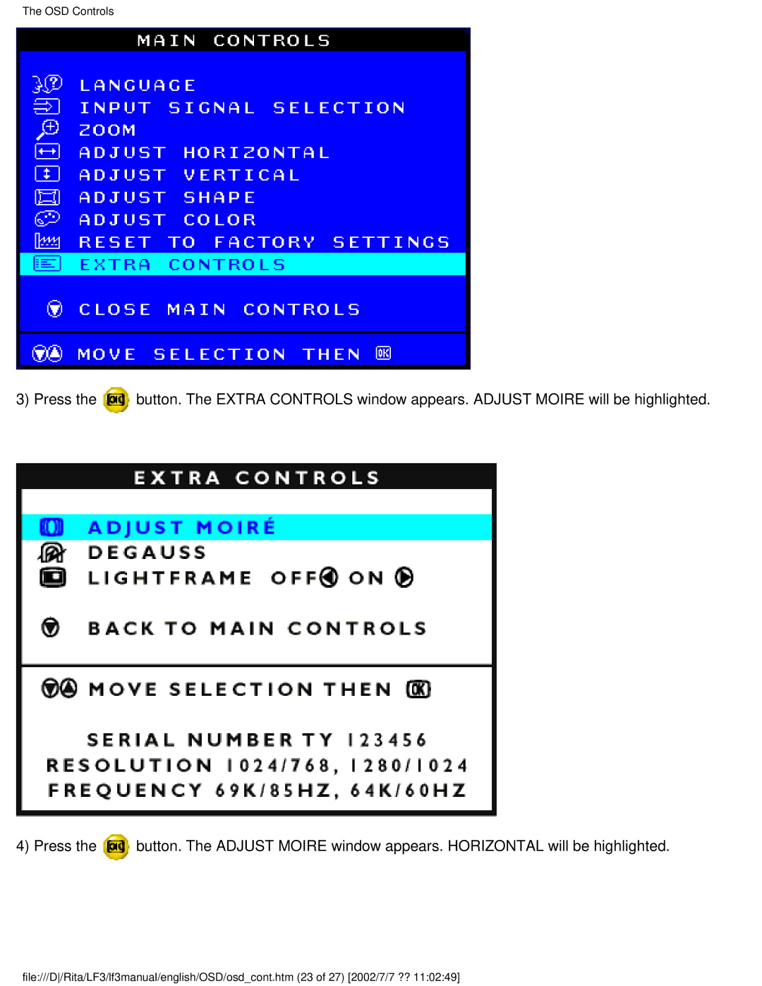 Philips 107B user manual OSD Controls 