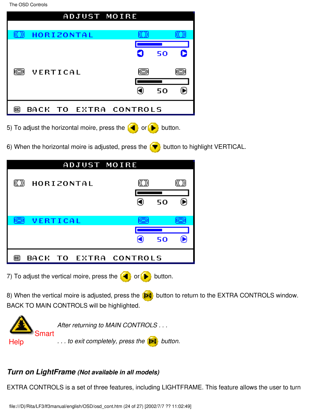 Philips 107B user manual Turn on LightFrame Not available in all models 