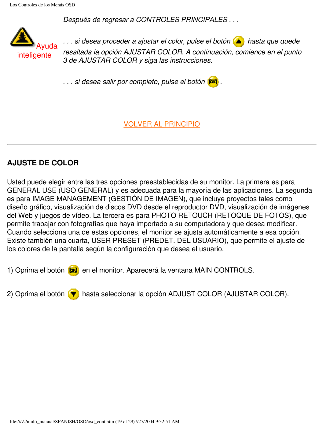 Philips 107B user manual Ajuste DE Color 