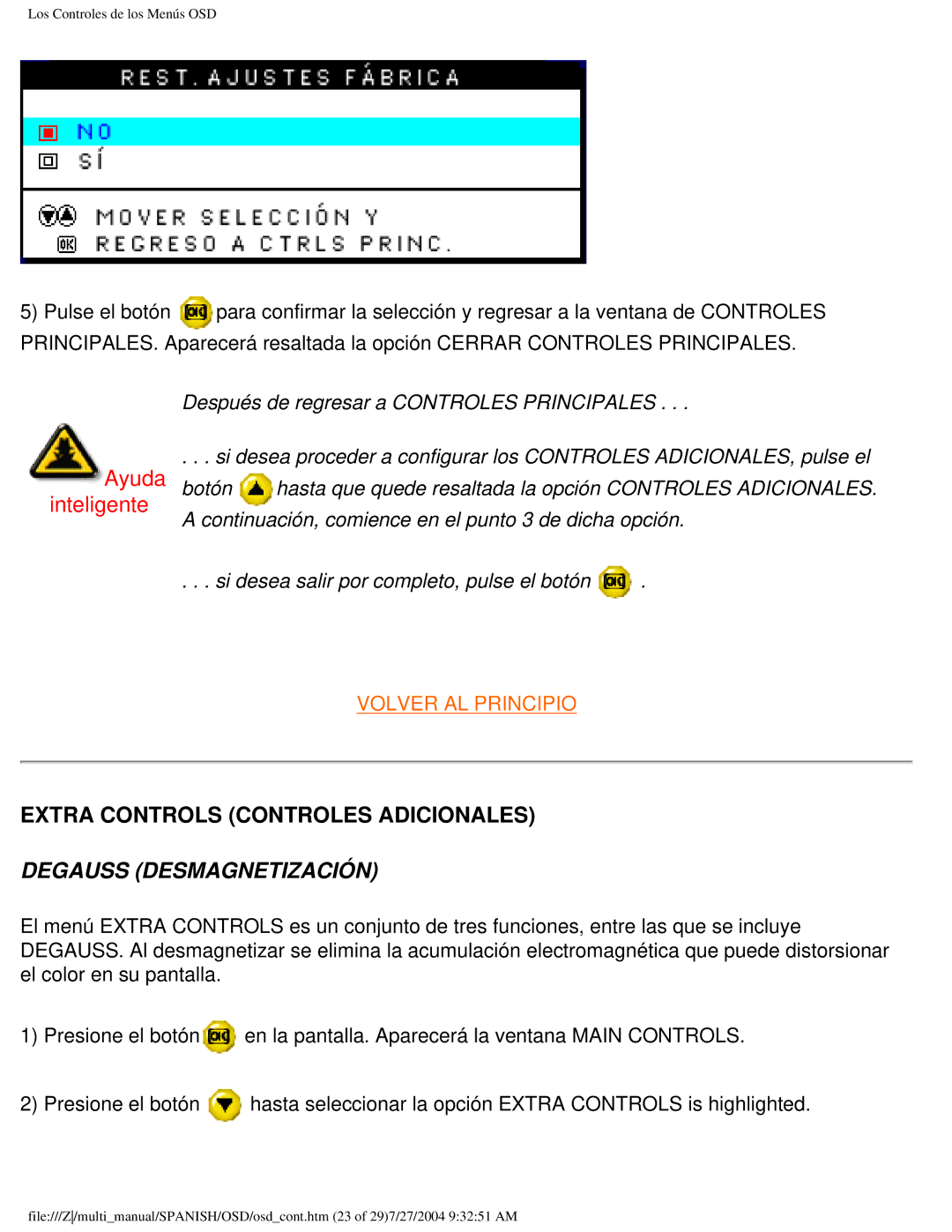 Philips 107B user manual Ayuda, Extra Controls Controles Adicionales 