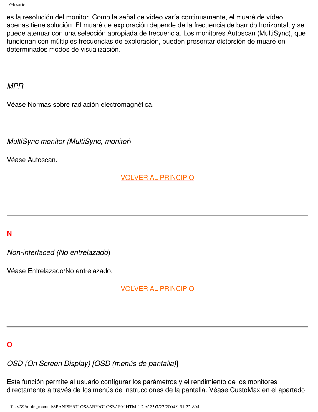 Philips 107B user manual MultiSync monitor MultiSync, monitor, Non-interlaced No entrelazado 