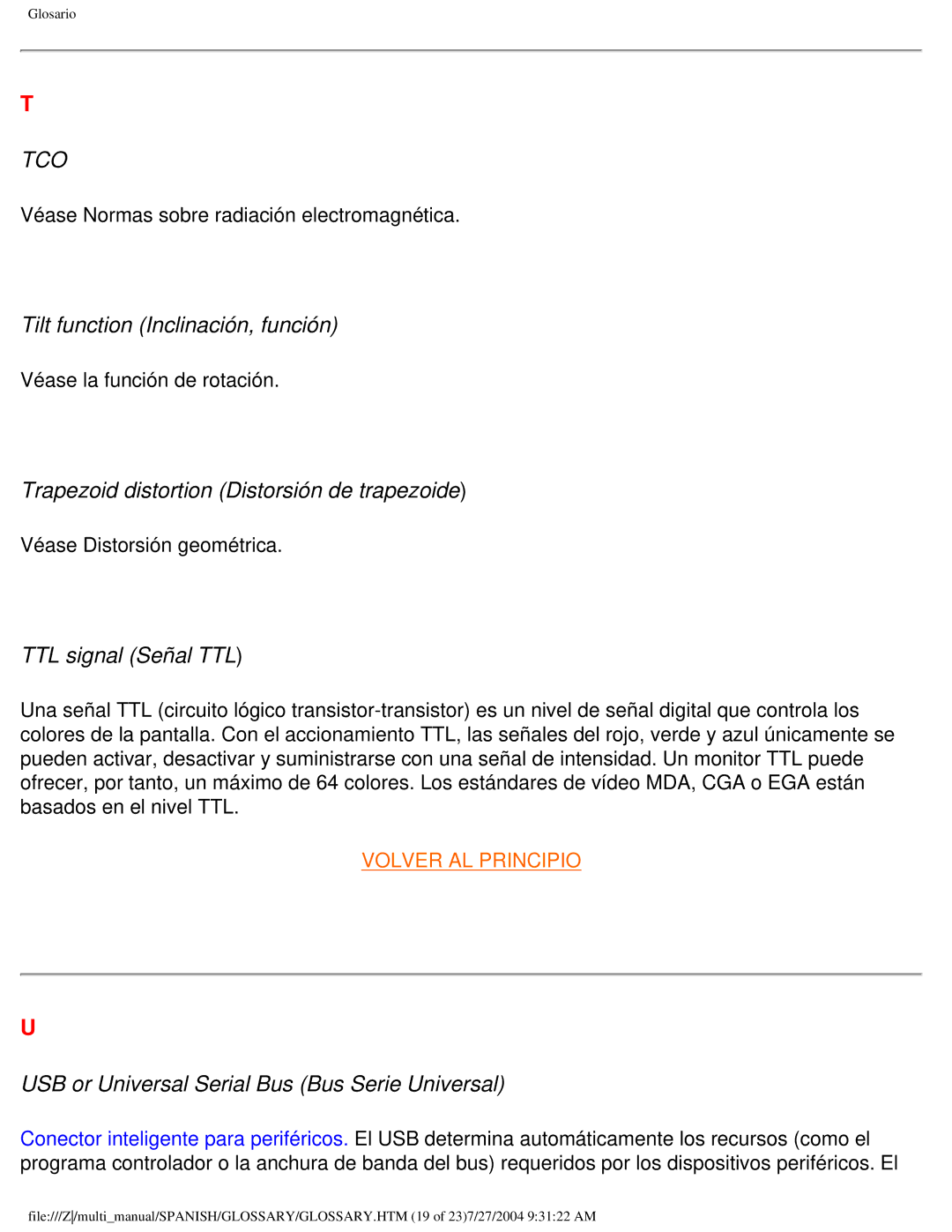 Philips 107B Tilt function Inclinación, función, Trapezoid distortion Distorsión de trapezoide, TTL signal Señal TTL 