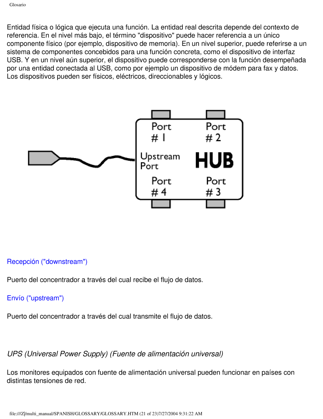 Philips 107B user manual UPS Universal Power Supply Fuente de alimentación universal 