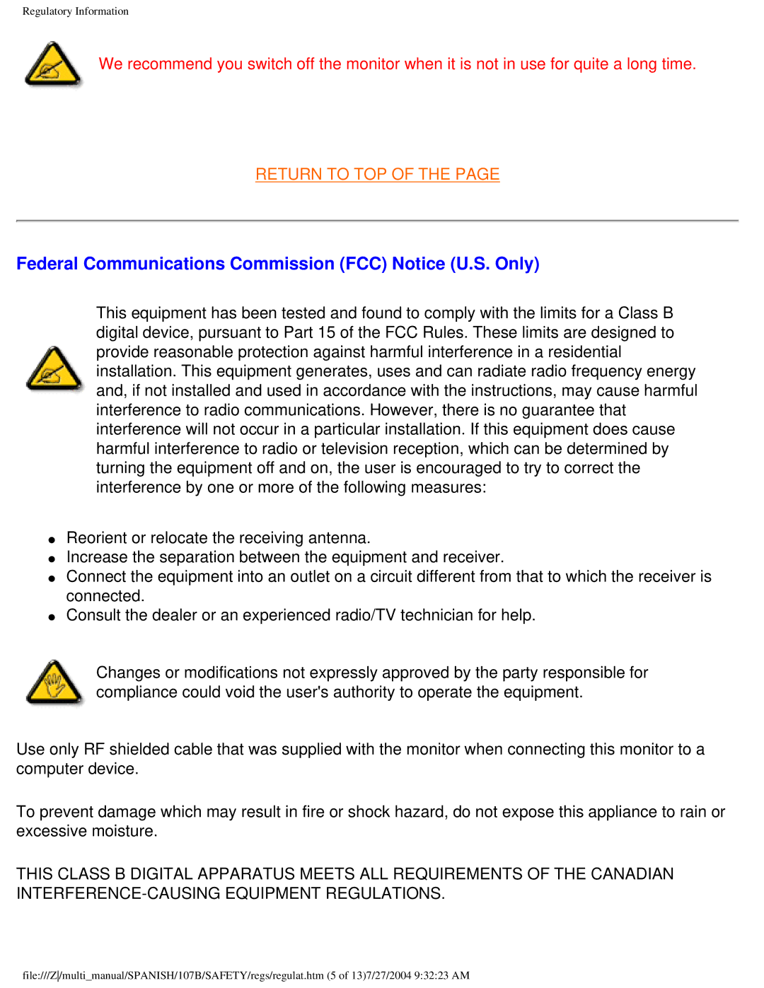 Philips 107B user manual Federal Communications Commission FCC Notice U.S. Only 