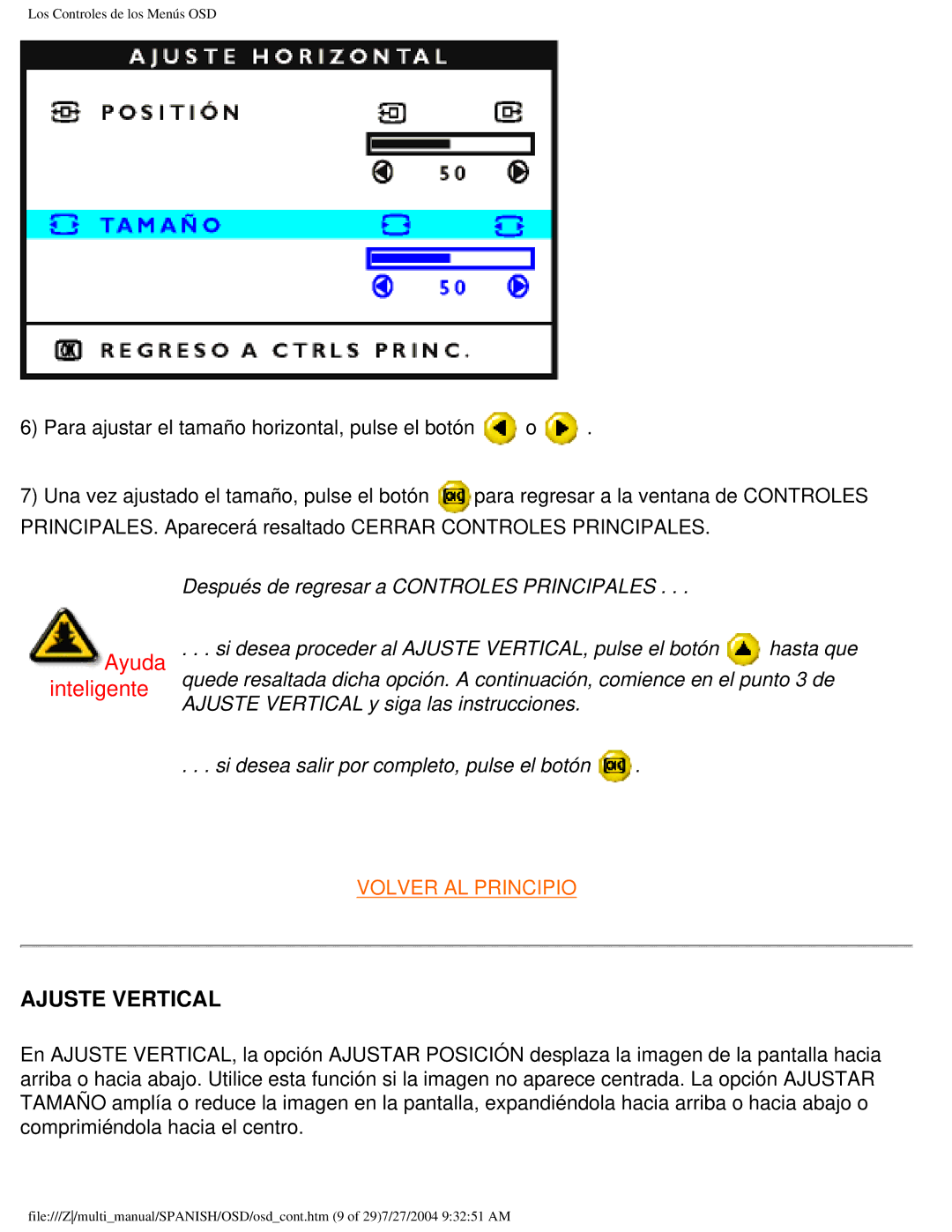 Philips 107B user manual Ajuste Vertical 