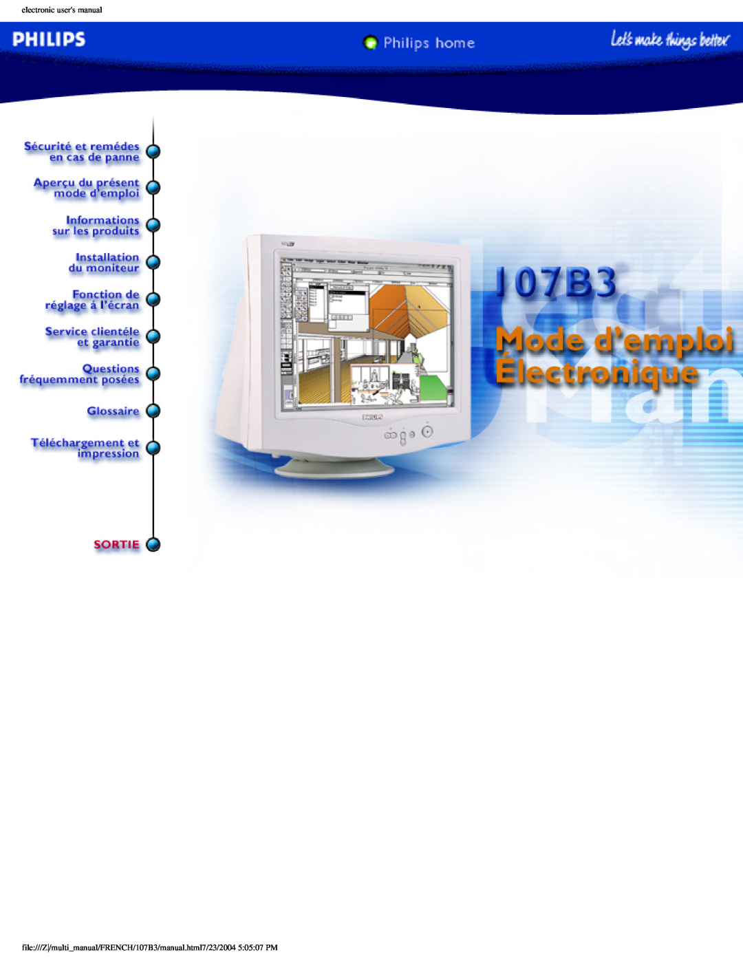 Philips 107B3 user manual electronic users manual 