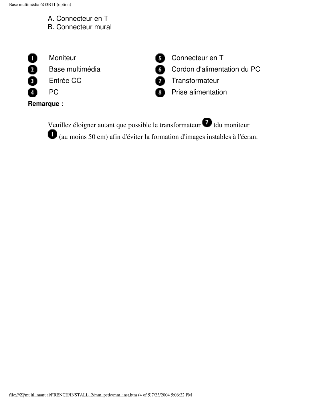 Philips 107B3 user manual Remarque 