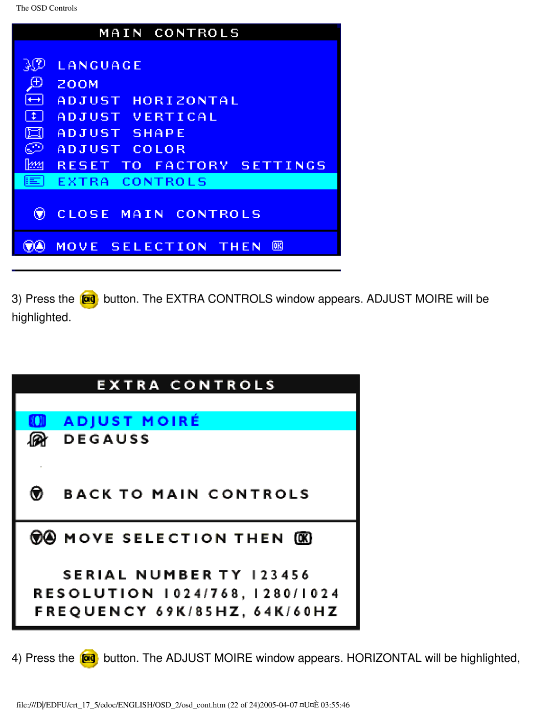 Philips 107B50 user manual OSD Controls 