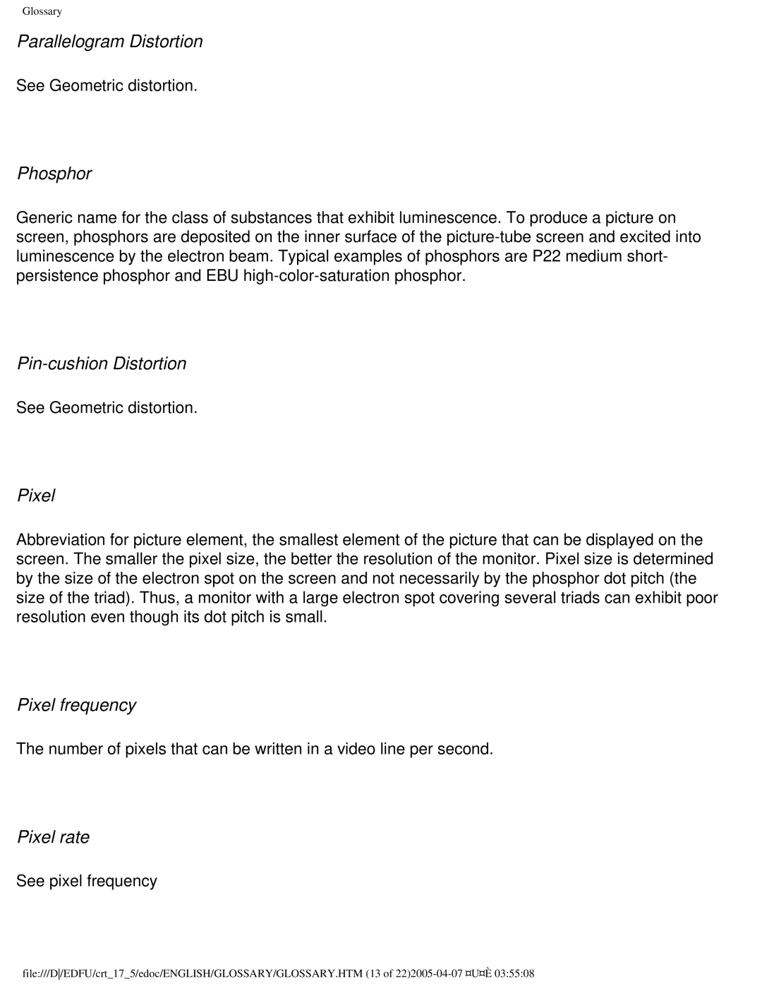 Philips 107B50 user manual Parallelogram Distortion, Phosphor, Pin-cushion Distortion, Pixel frequency, Pixel rate 