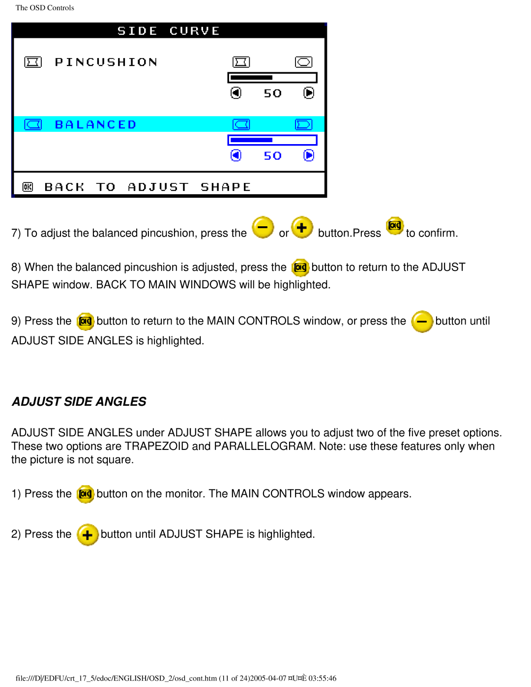 Philips 107B50 user manual Adjust Side Angles 