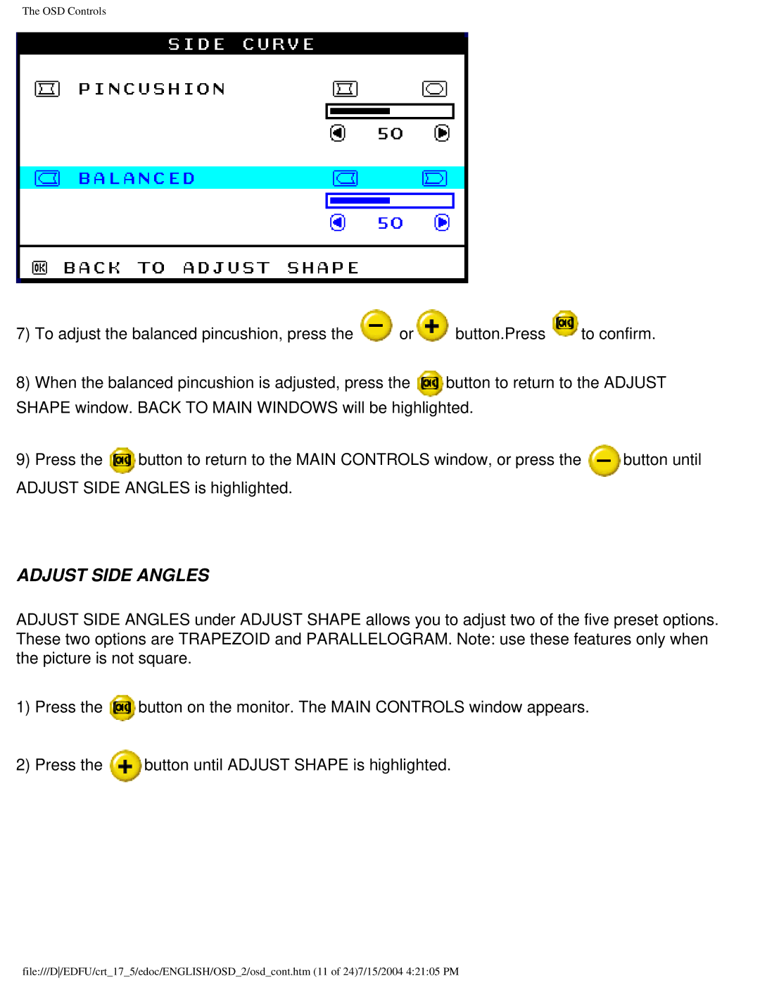 Philips 107C user manual Adjust Side Angles 