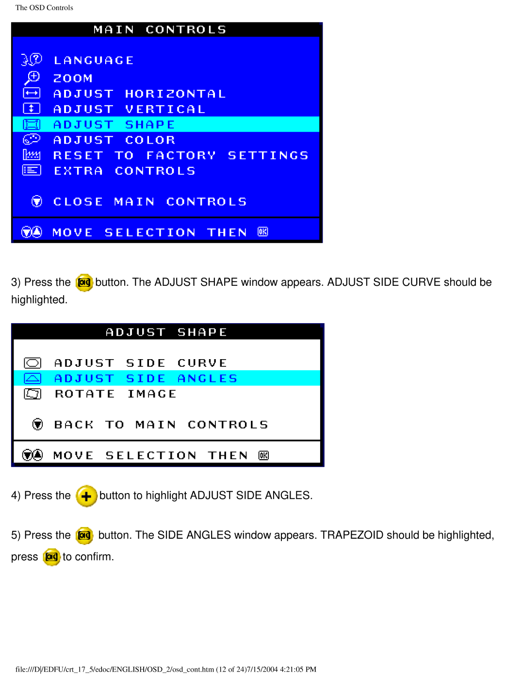 Philips 107C user manual OSD Controls 