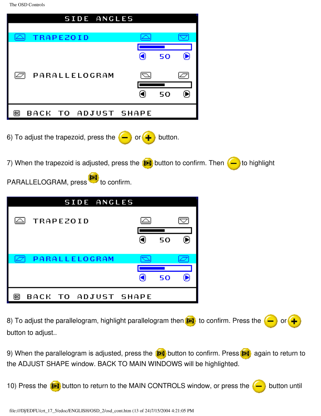 Philips 107C user manual OSD Controls 