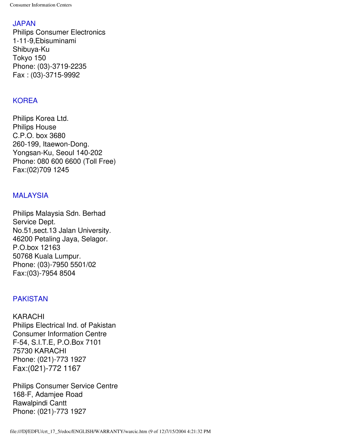 Philips 107C user manual Fax021-772 