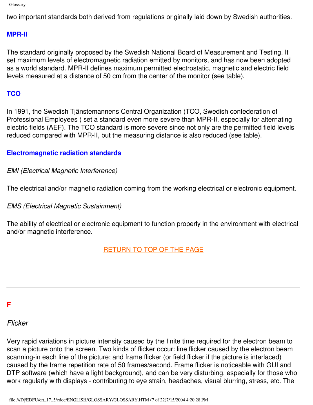 Philips 107C user manual Flicker, Mpr-Ii 