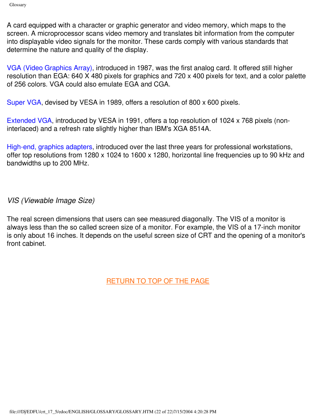 Philips 107C user manual VIS Viewable Image Size 