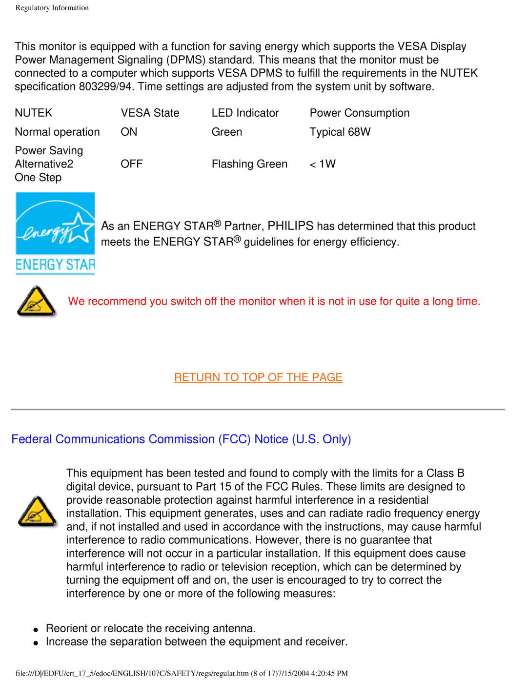 Philips 107C user manual Federal Communications Commission FCC Notice U.S. Only, Nutek 