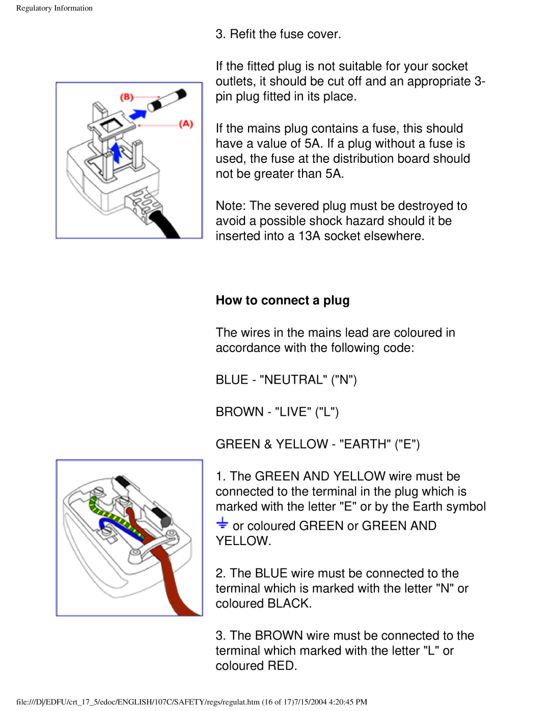 Philips 107C user manual How to connect a plug 