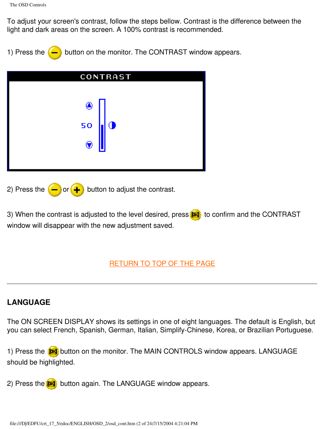 Philips 107C user manual Language 