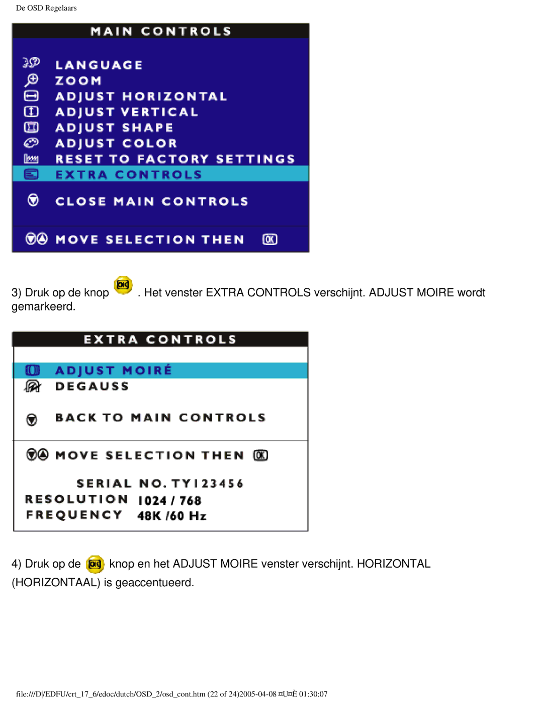 Philips 107C user manual De OSD Regelaars 