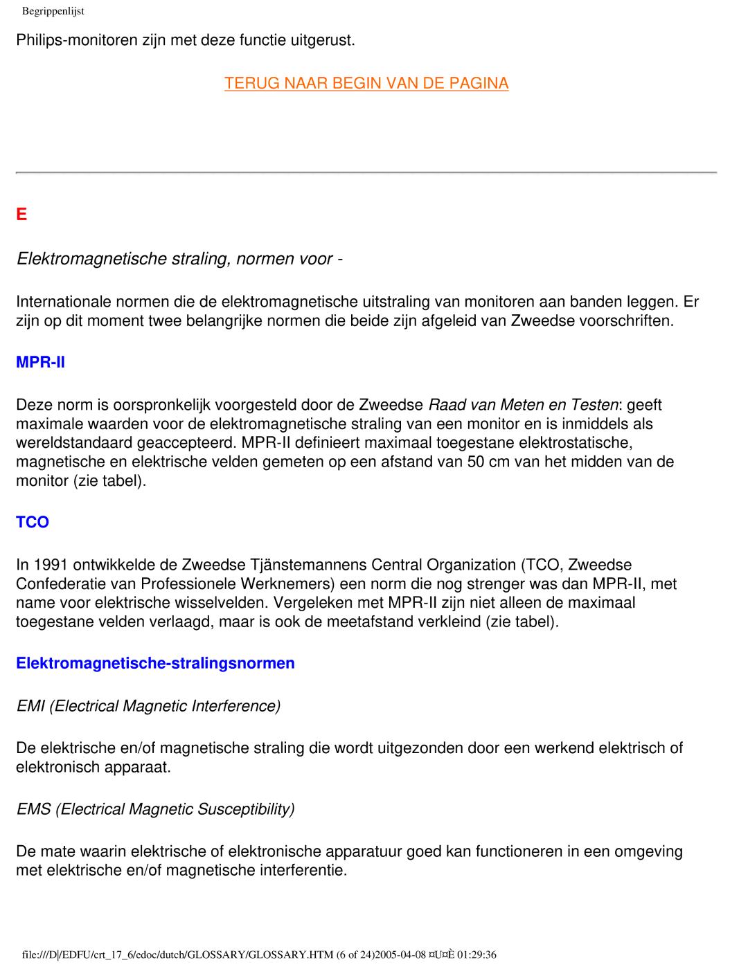 Philips 107C user manual Elektromagnetische straling, normen voor, Elektromagnetische-stralingsnormen 