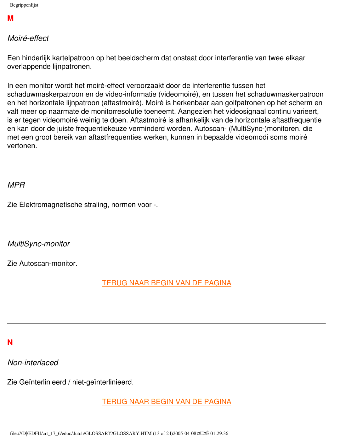 Philips 107C user manual Moiré-effect, MultiSync-monitor, Non-interlaced 