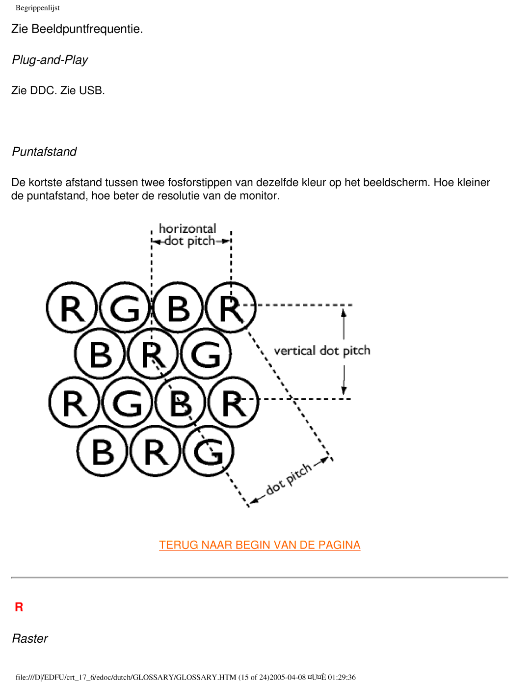 Philips 107C user manual Plug-and-Play, Puntafstand, Raster 