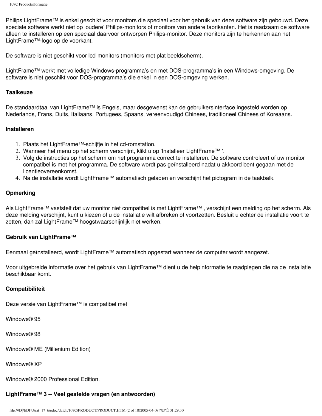 Philips 107C user manual Taalkeuze 