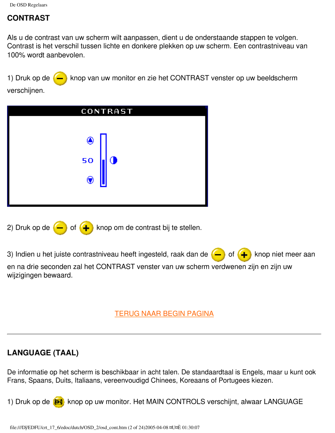 Philips 107C user manual Contrast 