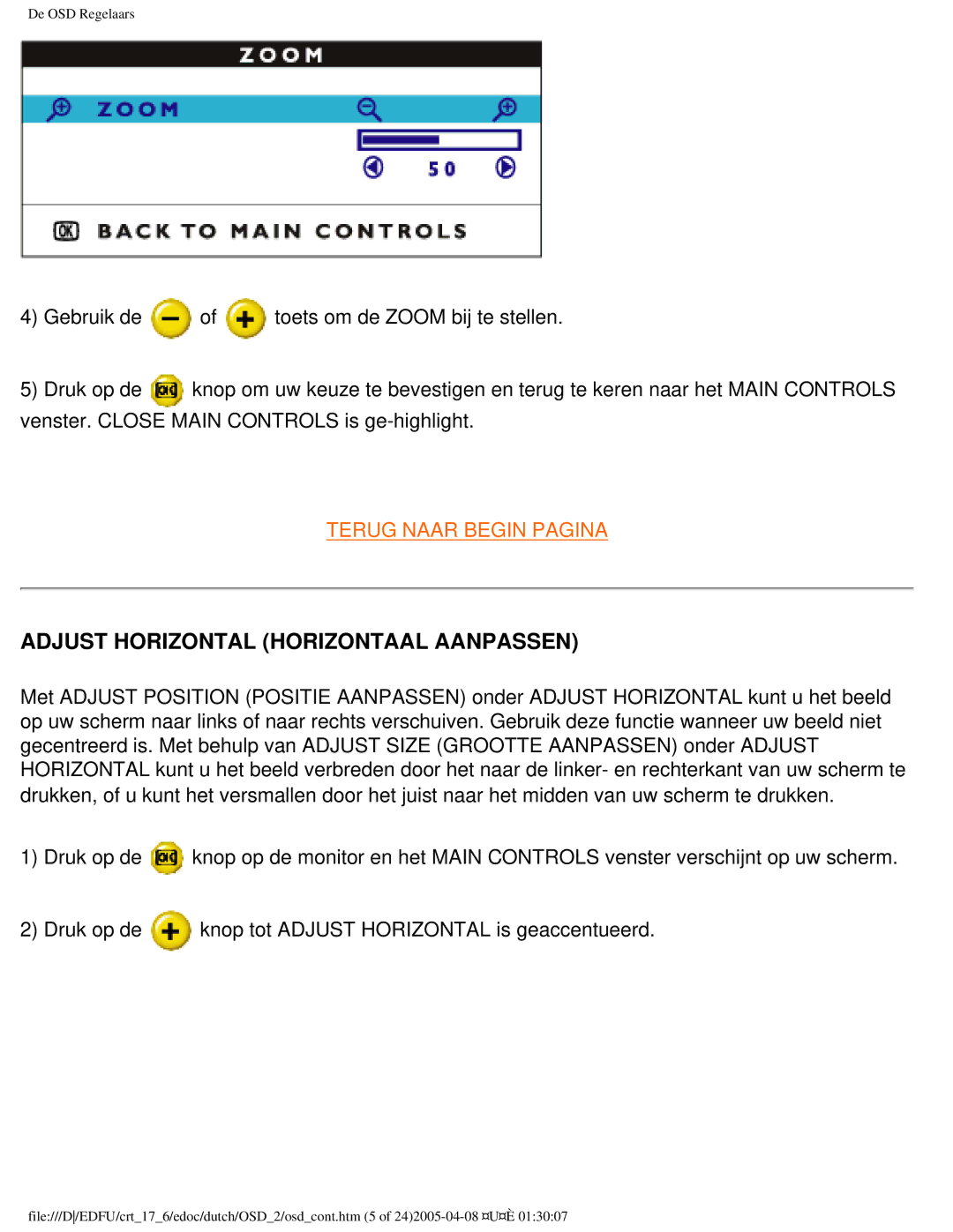 Philips 107C user manual Adjust Horizontal Horizontaal Aanpassen 