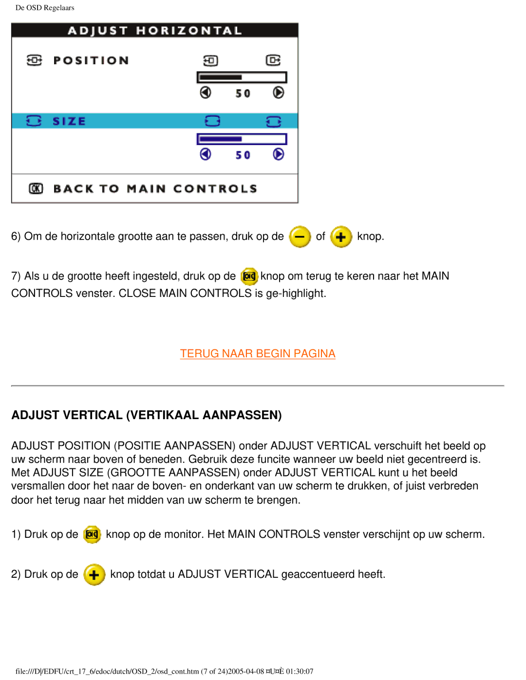 Philips 107C user manual Adjust Vertical Vertikaal Aanpassen 