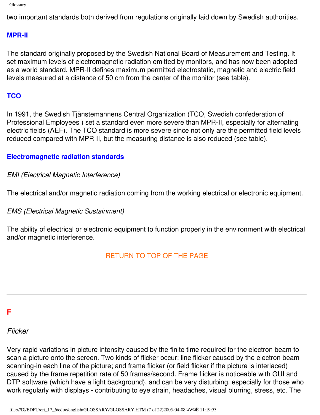 Philips 107C65 user manual Flicker, Electromagnetic radiation standards 