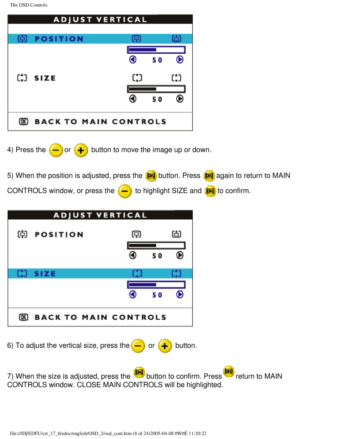 Philips 107C65 user manual OSD Controls 