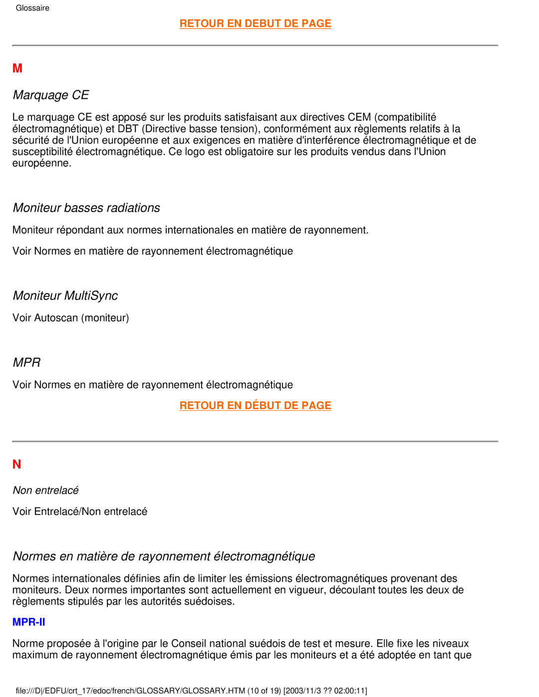 Philips 107E user manual Marquage CE, Moniteur basses radiations, Moniteur MultiSync 