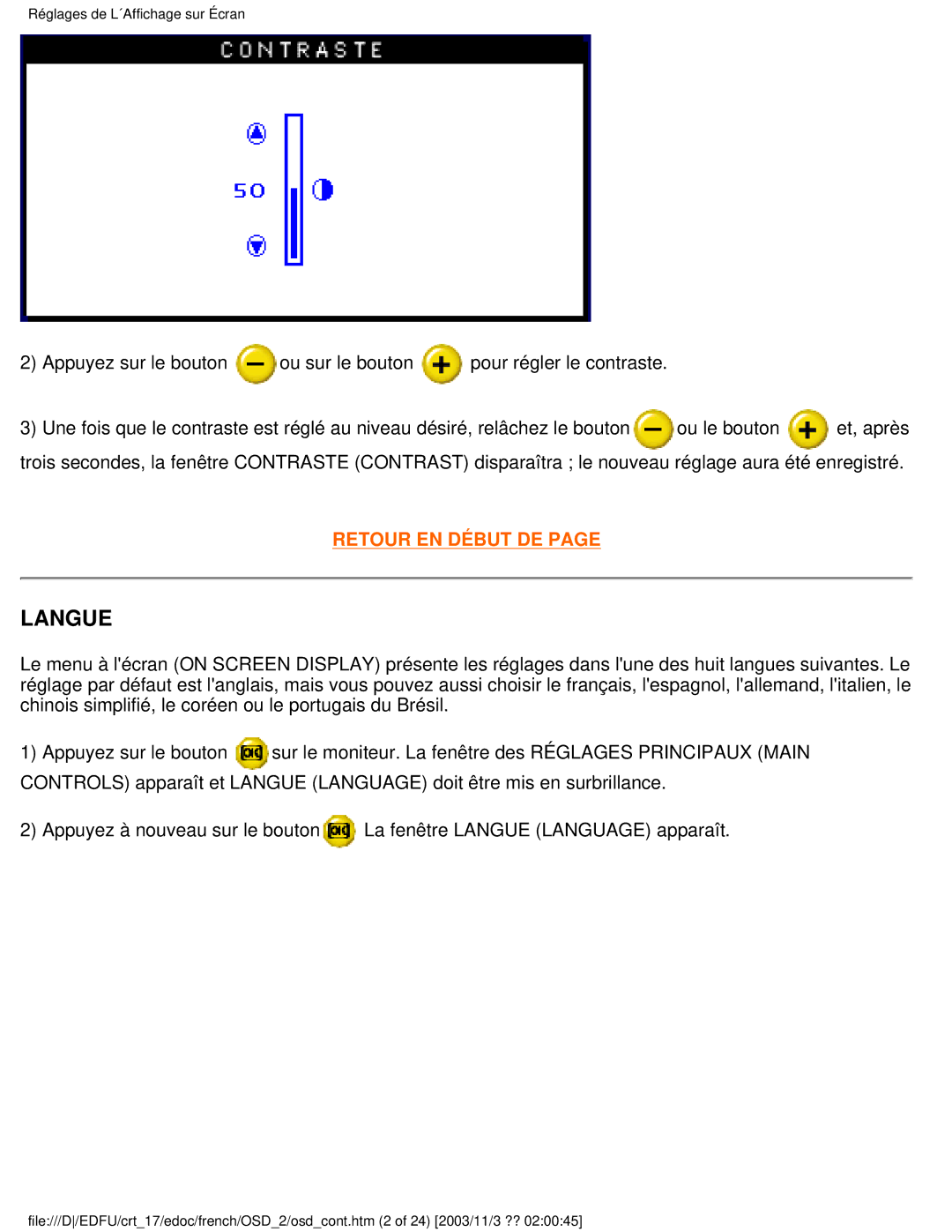 Philips 107E user manual Langue 