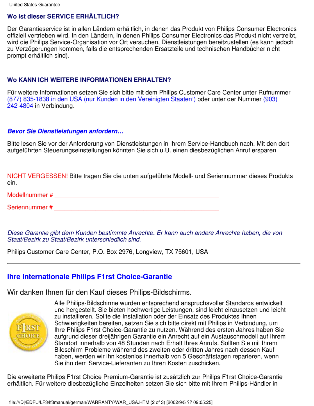 Philips 107E user manual Ihre Internationale Philips F1rst Choice-Garantie, Wo ist dieser Service ERHÄLTLICH? 