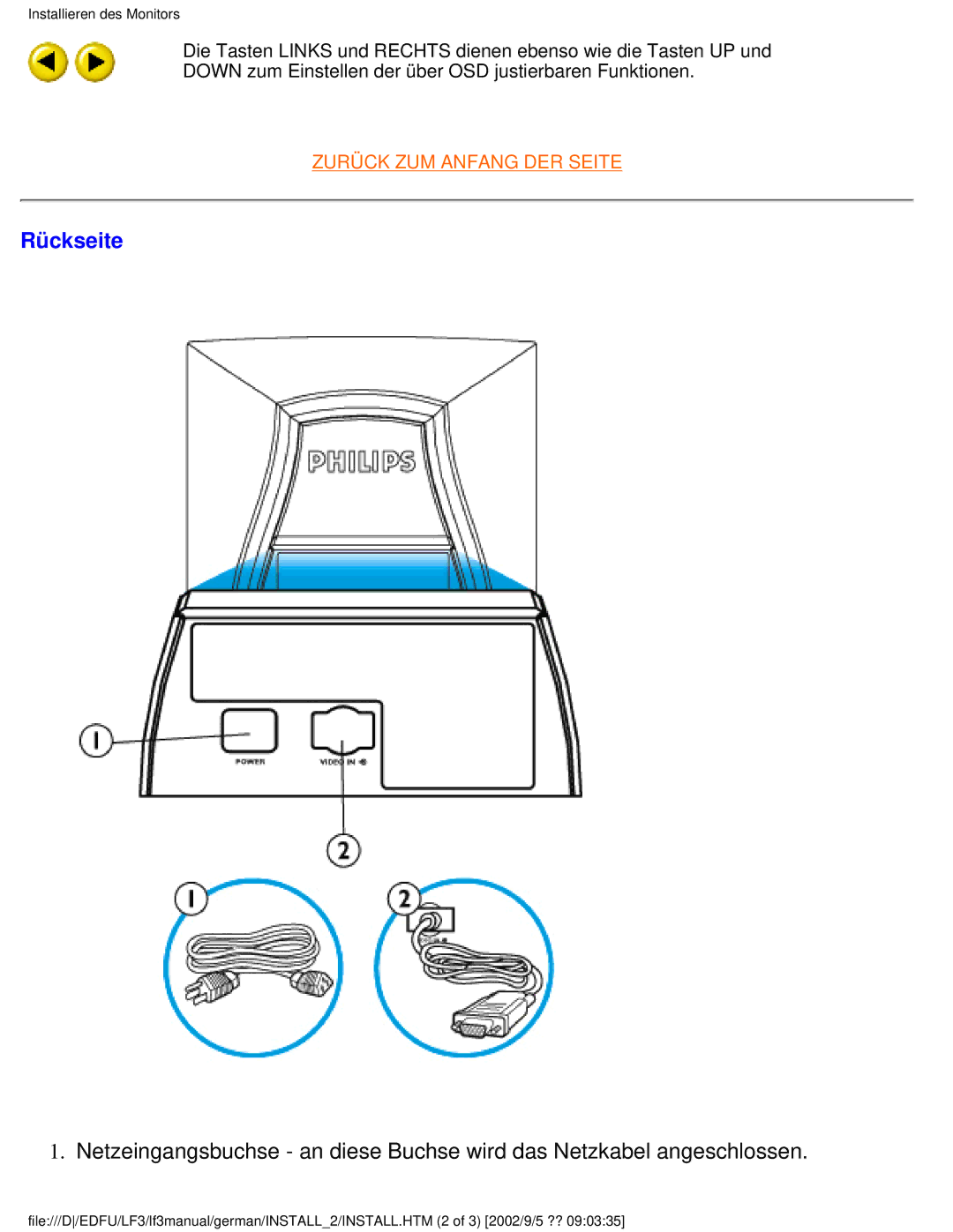 Philips 107E user manual Rückseite 