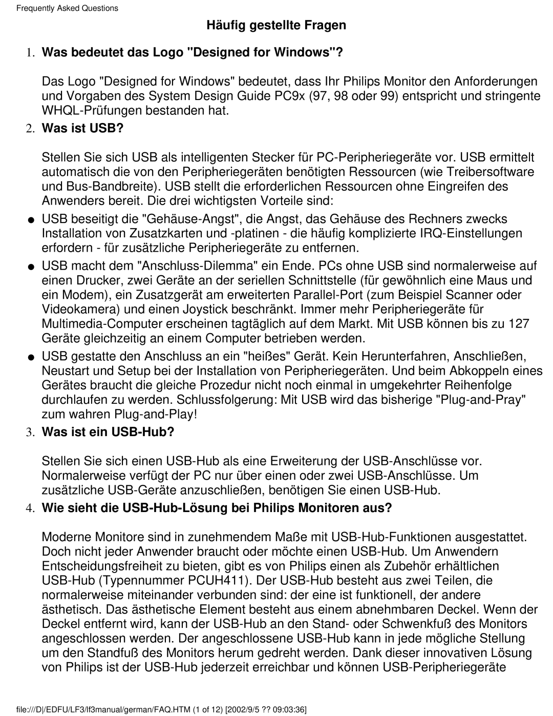 Philips 107E user manual Was ist USB?, Was ist ein USB-Hub?, Wie sieht die USB-Hub-Lösung bei Philips Monitoren aus? 