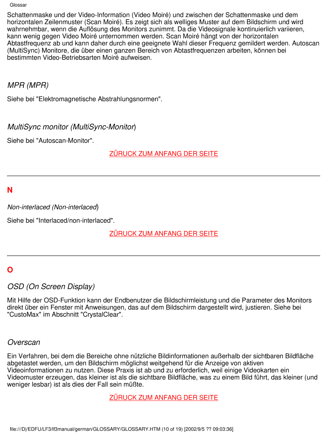 Philips 107E user manual MultiSync monitor MultiSync-Monitor, OSD On Screen Display, Overscan 