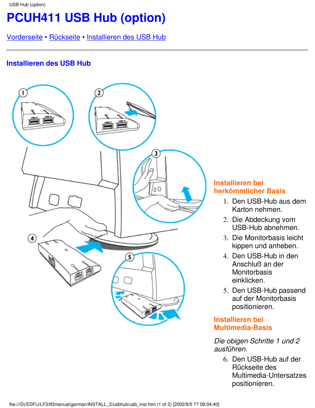 Philips 107E user manual PCUH411 USB Hub option 