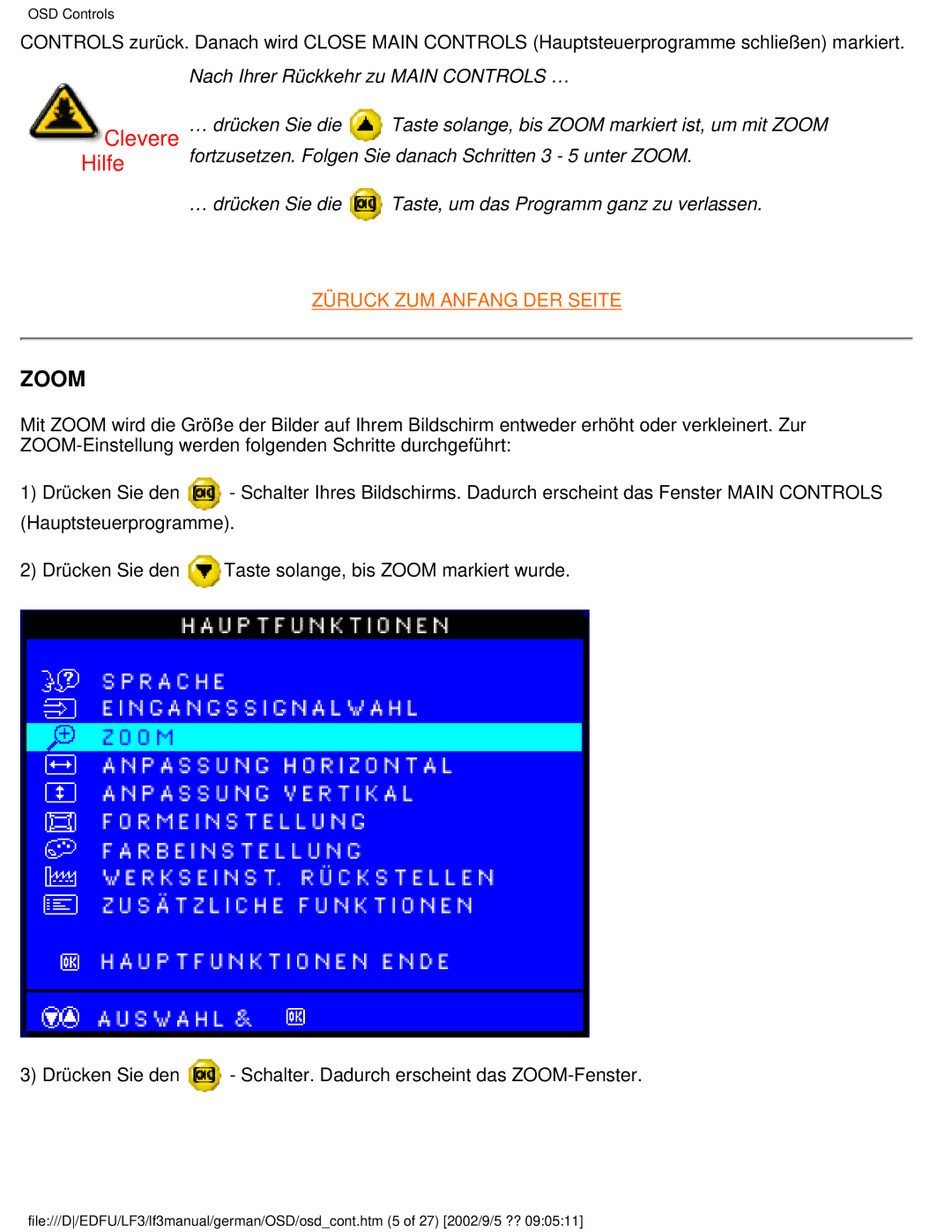 Philips 107E user manual Zoom 