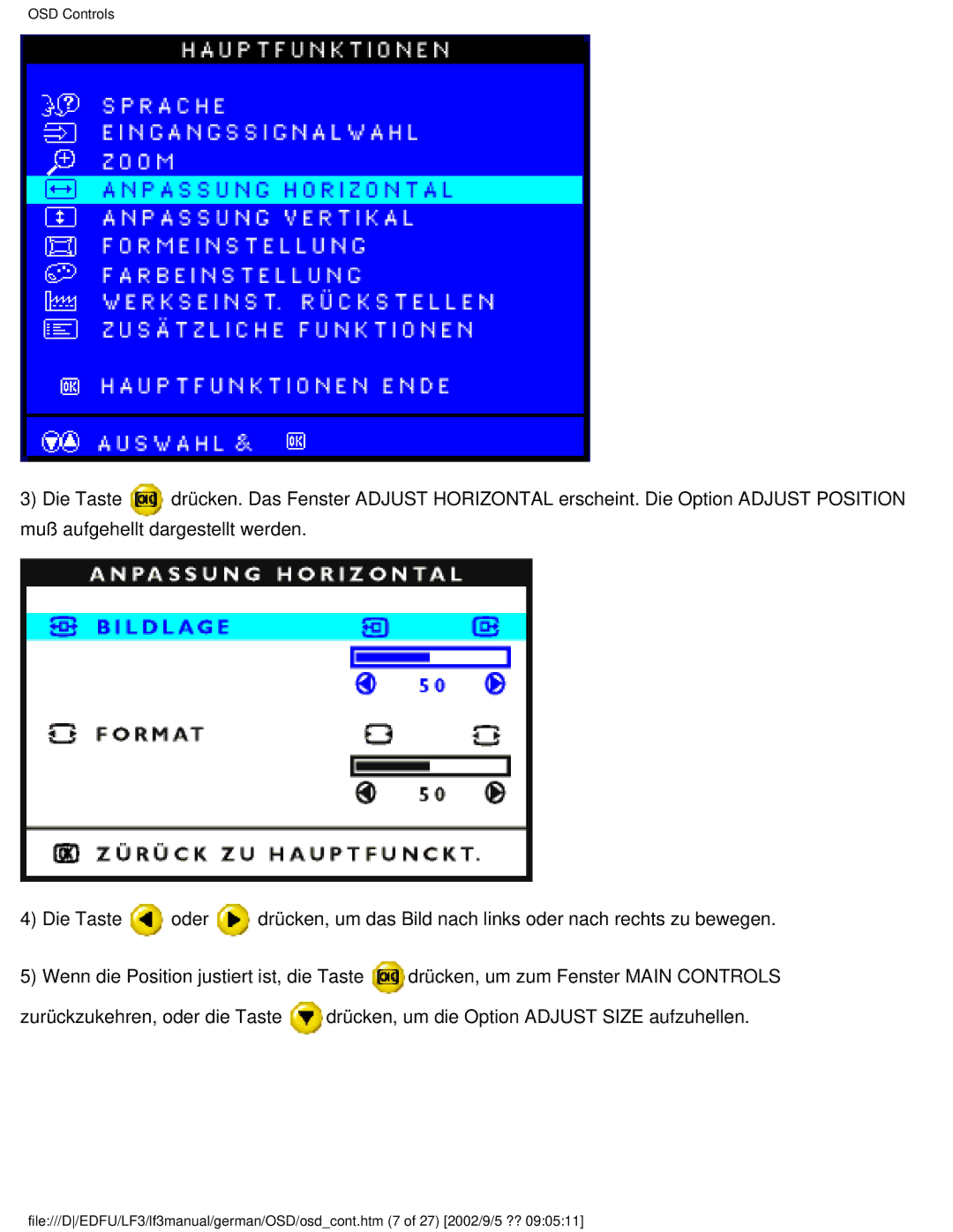 Philips 107E user manual OSD Controls 