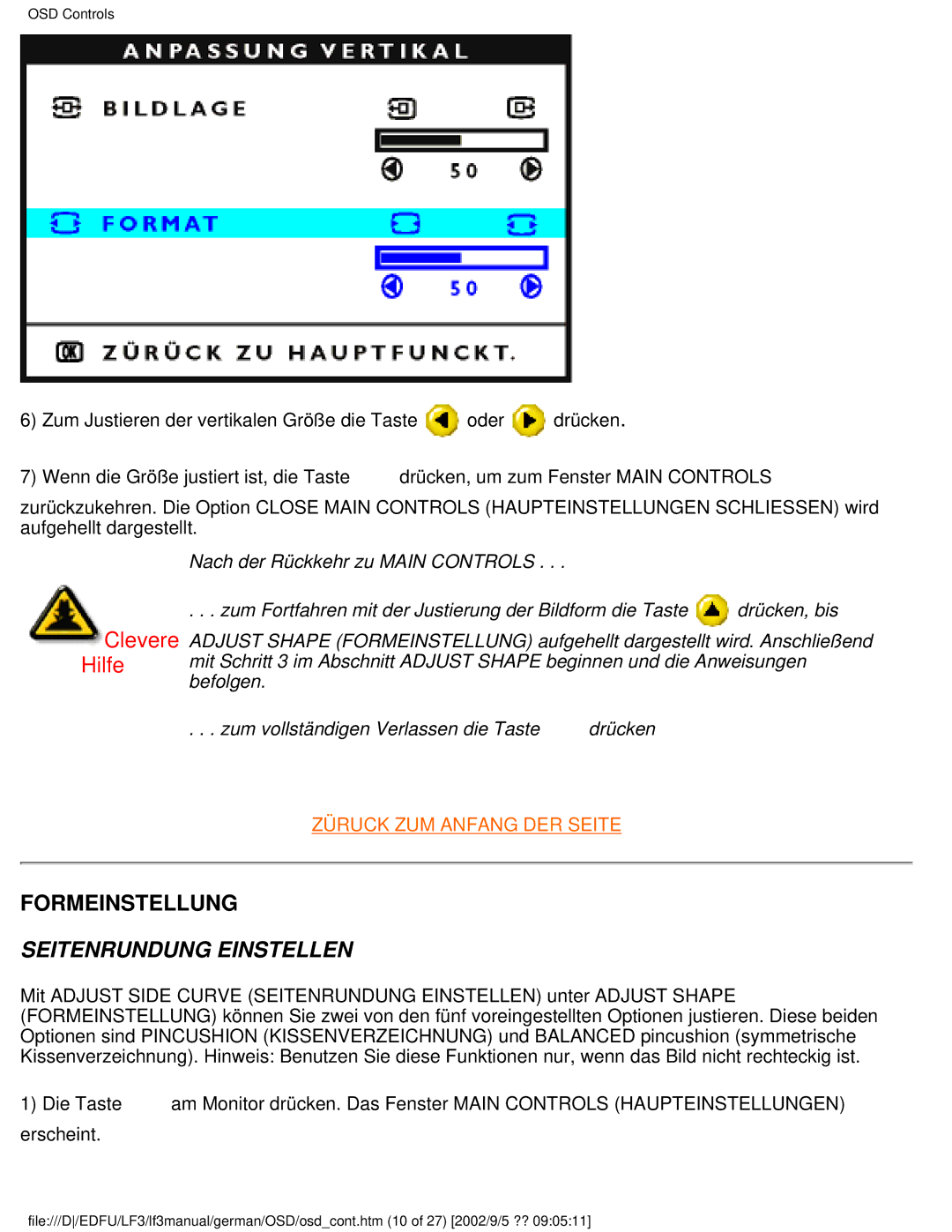 Philips 107E user manual Seitenrundung Einstellen 