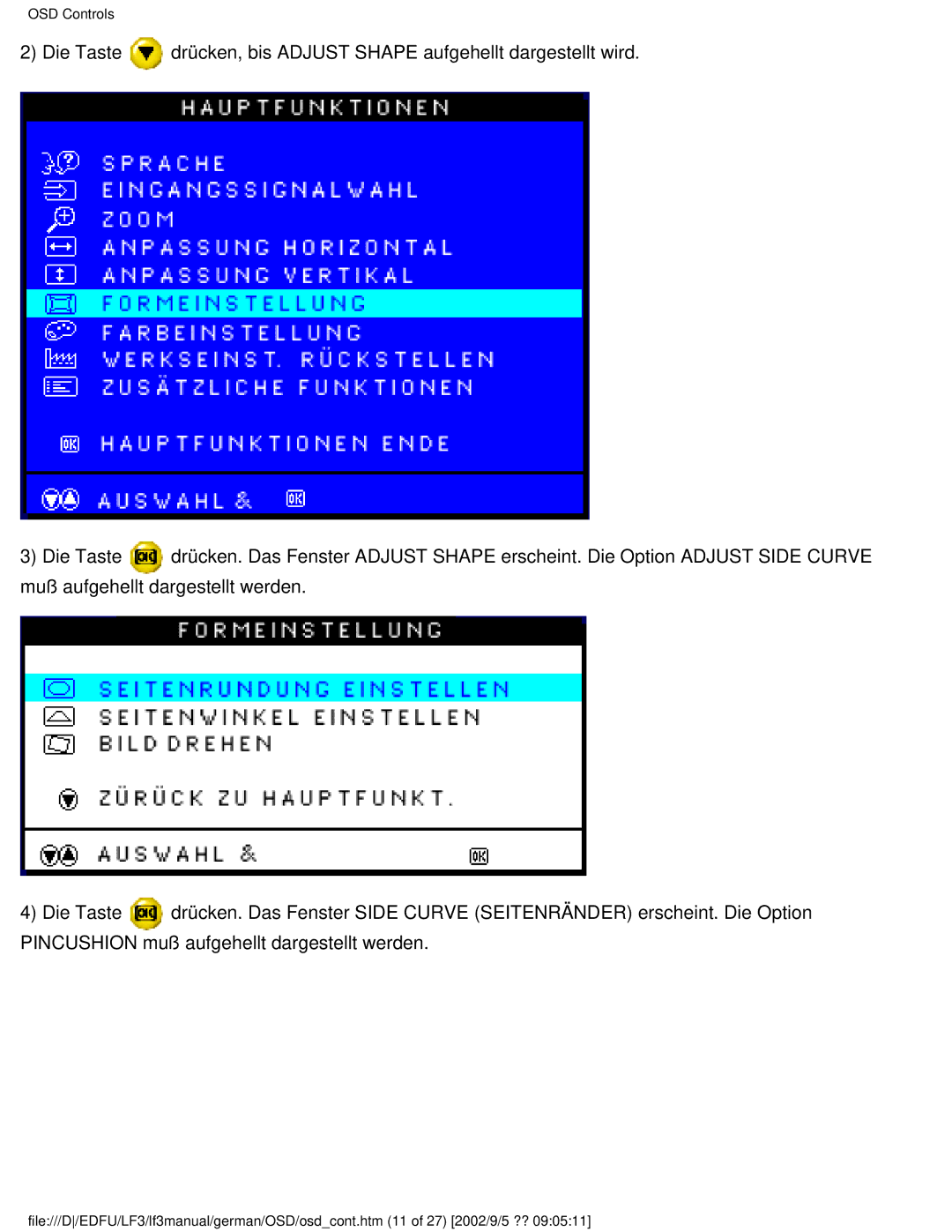 Philips 107E user manual OSD Controls 