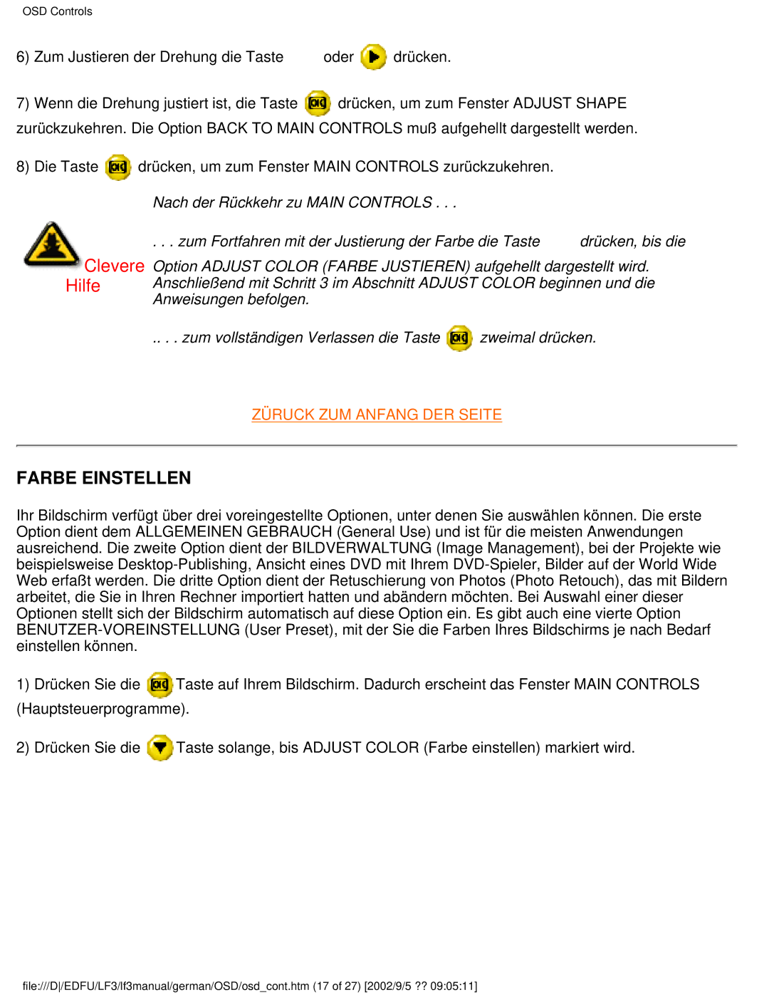 Philips 107E user manual Farbe Einstellen 