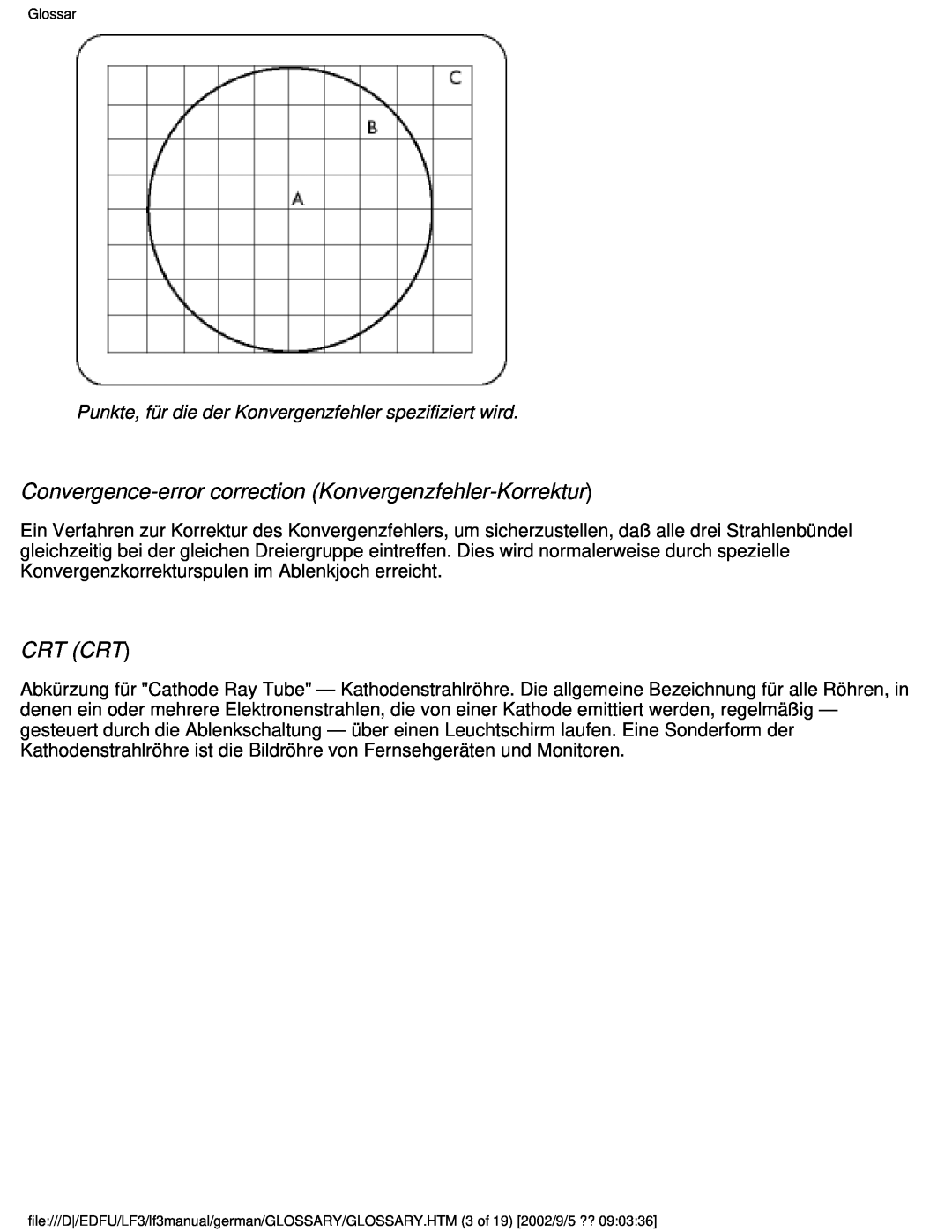 Philips 107E user manual Convergence-error correction Konvergenzfehler-Korrektur, Crt Crt 