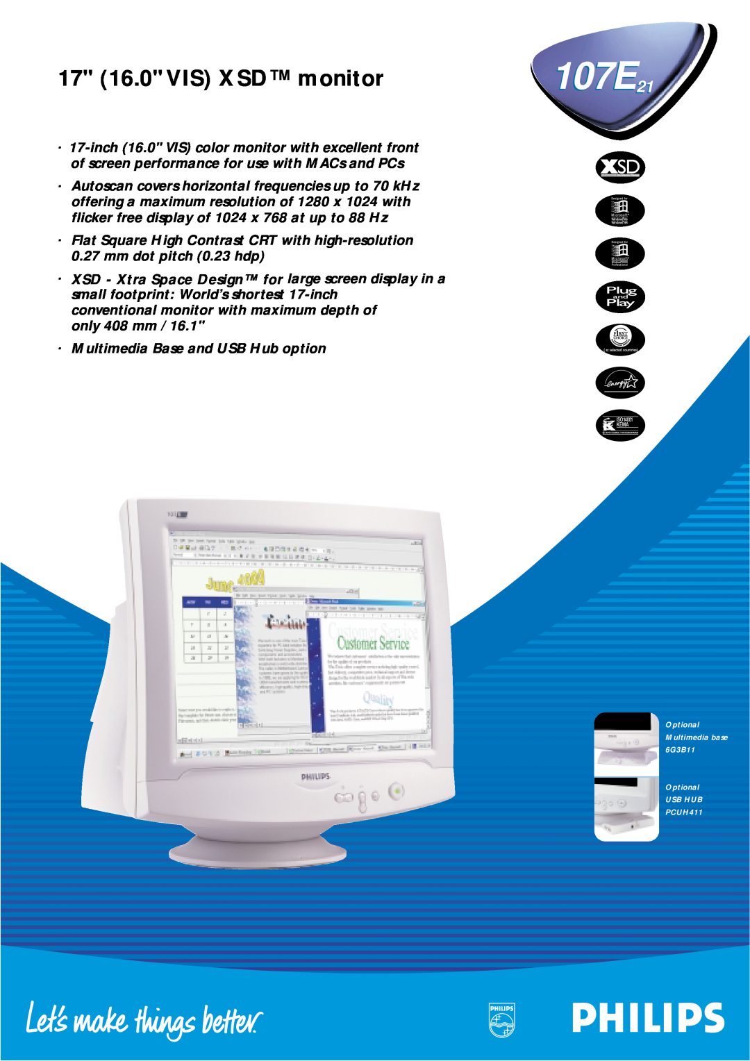 Philips 107E21 manual 17 16.0 VIS XSD monitor 
