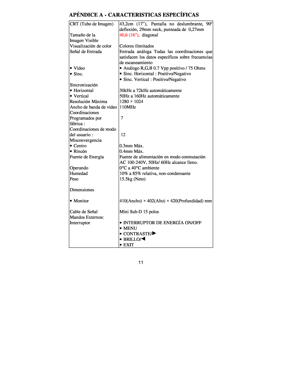 Philips 107E69 manual Apéndice A - Caracteristicas Específicas 